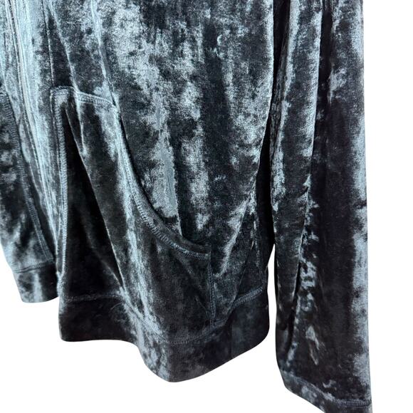 Spa by Chicos Womens Crushed Velvet Hooded Full Zip Jacket Loungewear sz 3 / XL - Picture 8 of 16